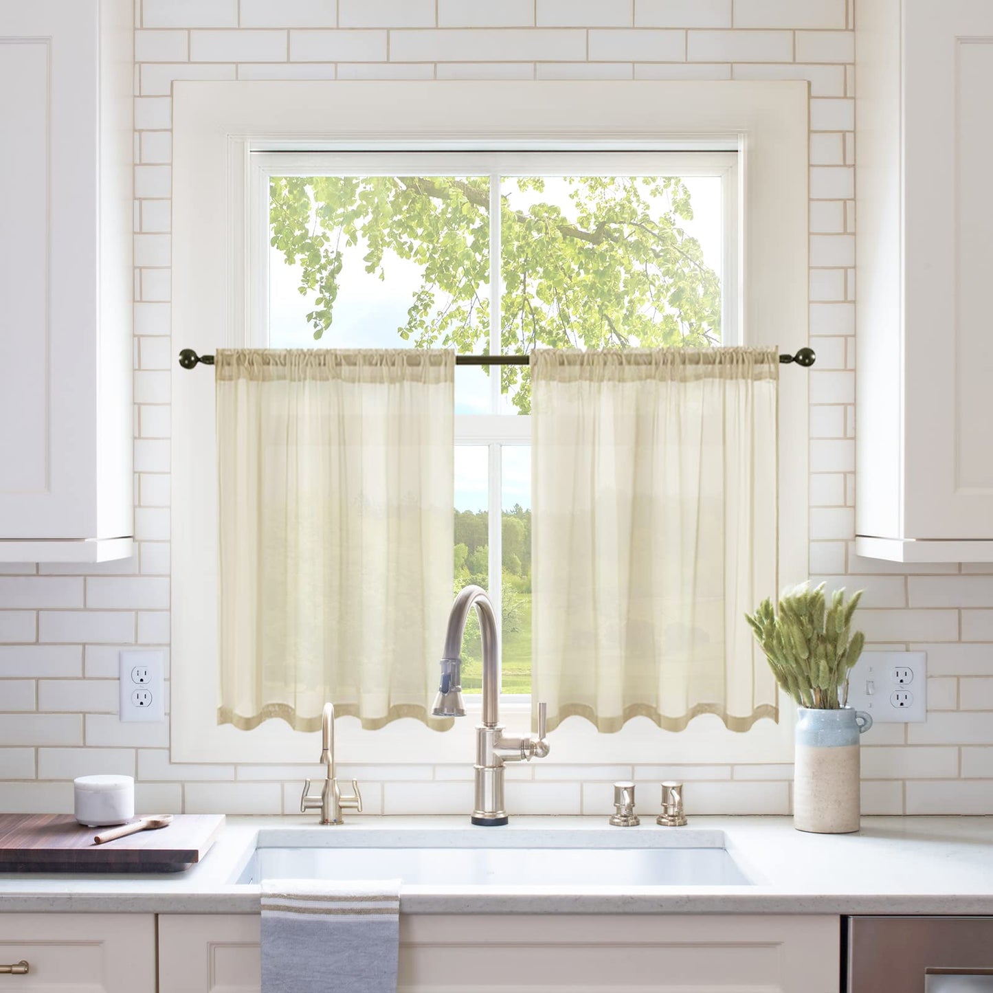MIULEE 2 Panels White Sheer Curtains for Living Room 54 X 84 Inches | Window, Solid Color, Elegant Window Voile Panels, Bedroom, Living Room, Drapes, Treatment