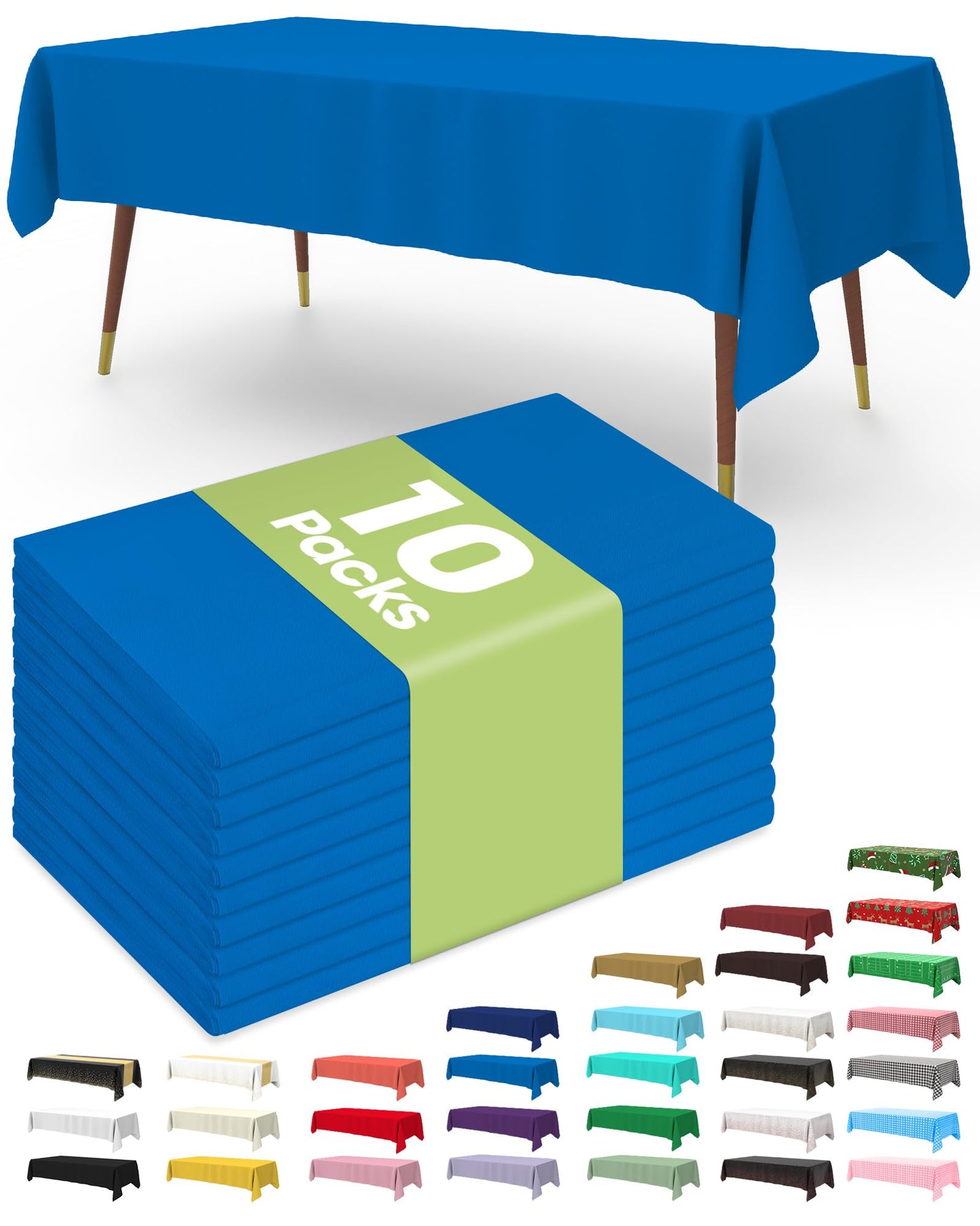 Pureegg Plastic Table Cloth 10 Pack, 54 x 108 Inch Disposable Table Cloths for Party, Picnic and Wedding, Rectangle, White | Picnic, Wedding, Party Supplies, Leakproof & Sturdy, Tablecloth, Table Cover