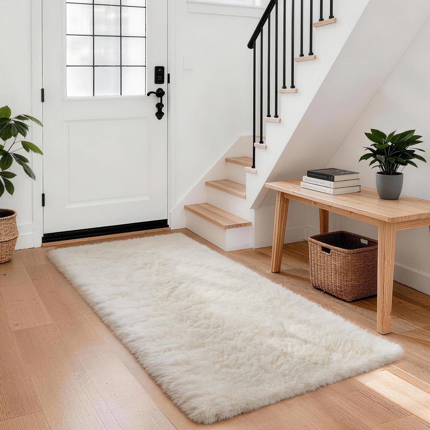 Ophanie 8x10 Area Rugs for Living Room, Washable Non-Slip Fluffy Soft Large Shag Bedroom Carpet, Ivory Big Indoor Nursery Rug, Carpets for Boy and Girls Room Dorm Decor with Over 99 pcs Pile fibers