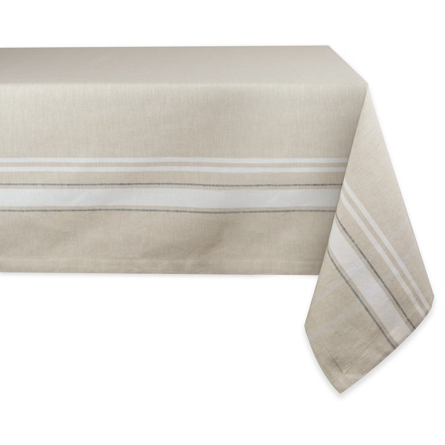 DII French Stripe Tabletop Collection Farmhouse Style Dining Table Linen Tablecloth, 60x84, Taupe/Teal
