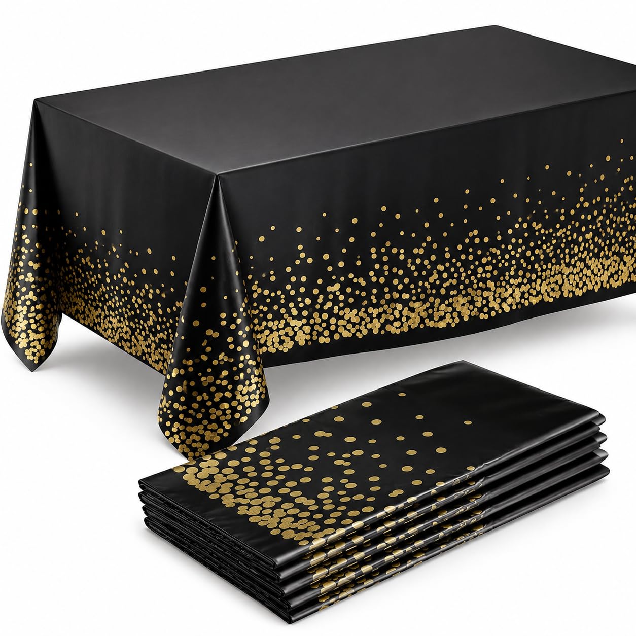 Prestee 12-Pack White and Gold Tablecloth - 54x108 Inch - Disposable Table Covers for Party, Weddings, and Holidays - Waterproof Christmas Tablecloth, Stain-Resistant Plastic Table Cover Set