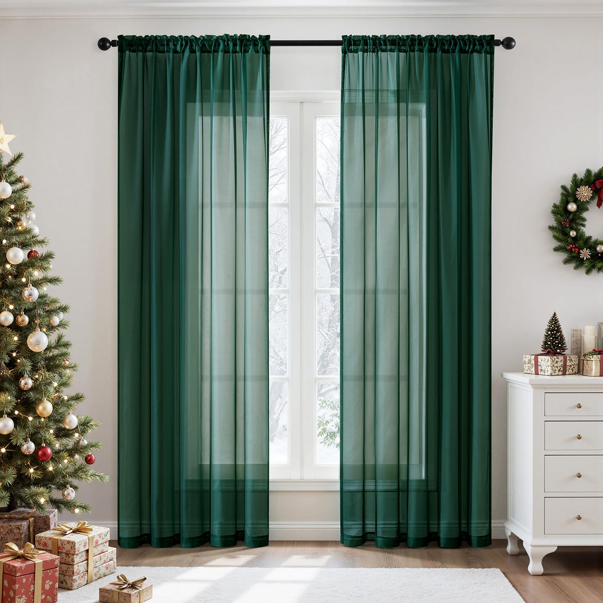 MIULEE 2 Panels White Sheer Curtains for Living Room 54 X 84 Inches | Window, Solid Color, Elegant Window Voile Panels, Bedroom, Living Room, Drapes, Treatment
