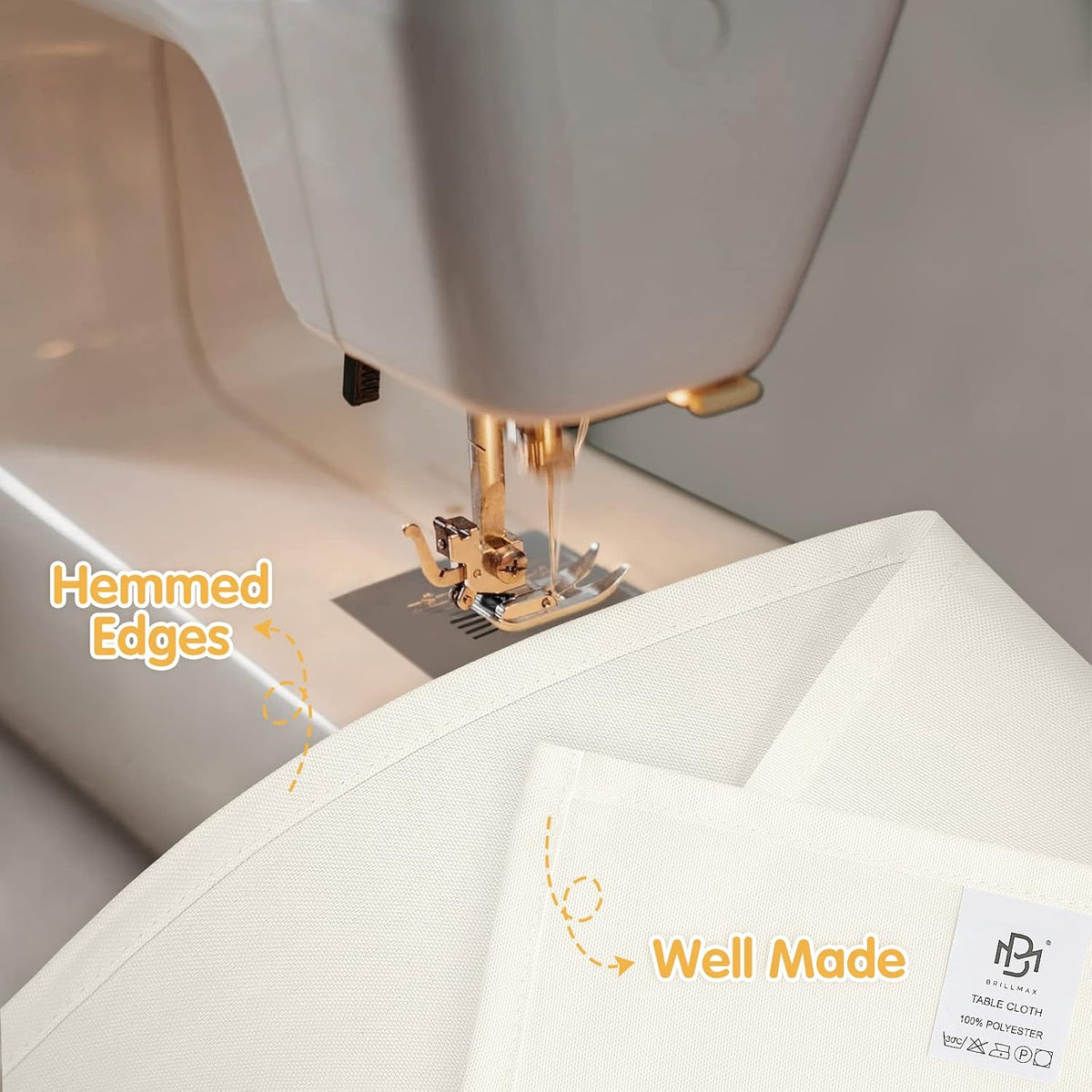 BRILLMAX 6 Pack Ivory Tablecloths 90x132 Inch for 6ft Rectangle Tables | 150 GSM Polyester Fabric, Floor Length Drop, Water, Stain & Wrinkle Resistant Cloth Cover for Wedding Reception Banquet Party