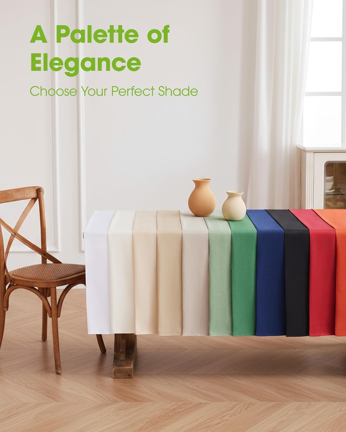 Pureegg Rectangle Linen Tablecloth Waterproof & Stain Resistant, Wrinkle-Free Table Cloth Adds Elegance and Protection, Ideal for Dining, Party, Wedding and Outdoor, 52 x 70 Inch, Sage Green