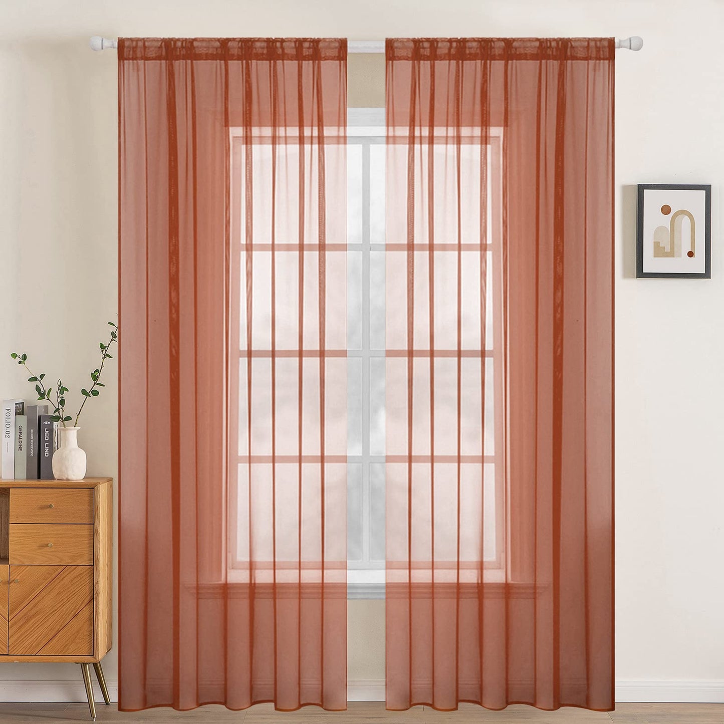 MIULEE 2 Panels White Sheer Curtains for Living Room 54 X 84 Inches | Window, Solid Color, Elegant Window Voile Panels, Bedroom, Living Room, Drapes, Treatment