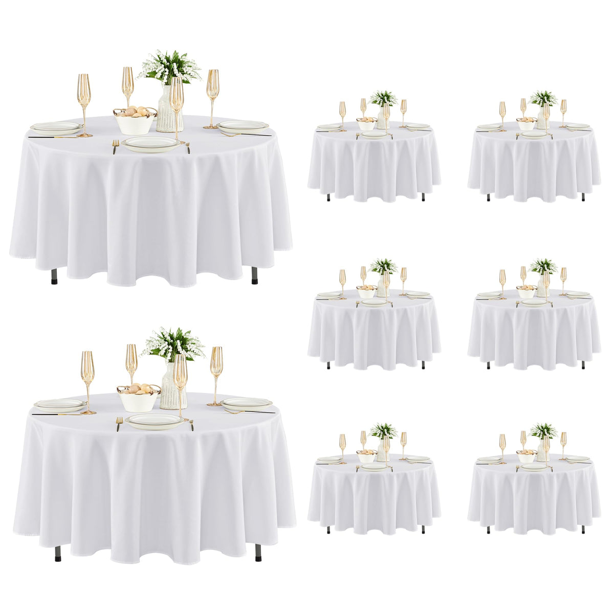 Fitable 6 Pack White Table Cloths 70x120 Inch for 6-8 Ft Rectangle Tables | Stain & Wrinkle Resistant, Washable Polyester Covers for Wedding Party Dining Banquet Event Catering Reception