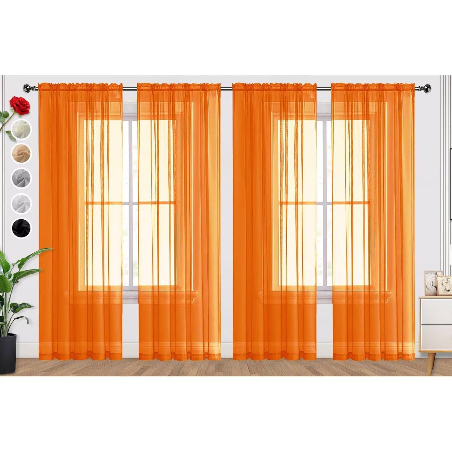 SpaceDresser Basic Rod Pocket Sheer Voile Window Curtain Panels White 1 Pair 2 Panels 52 Width 84 Inch Long for Kitchen Bedroom Children Living Room Yard(White,52 W x 84 L)