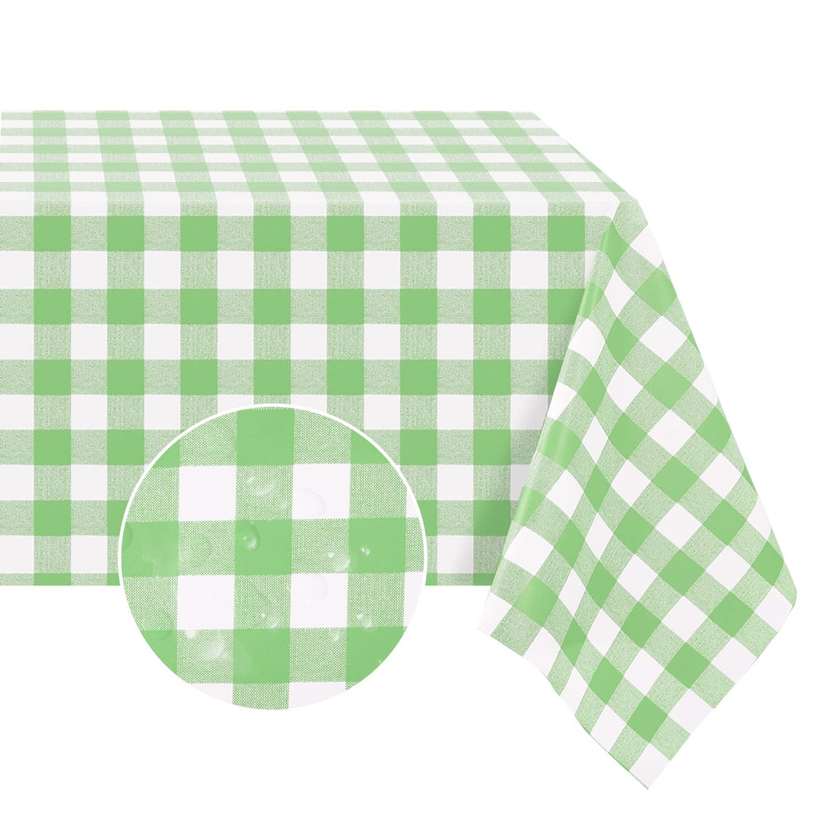 Romanstile Rectangle Vinyl Tablecloth, 100% Waterproof Buffalo Gingham Plastic Table Cloth, Heavy Duty Wipeable Checkered Table Covers for Outdoor, Camping, Picnic, Patio - 54 x 78, Light Blue