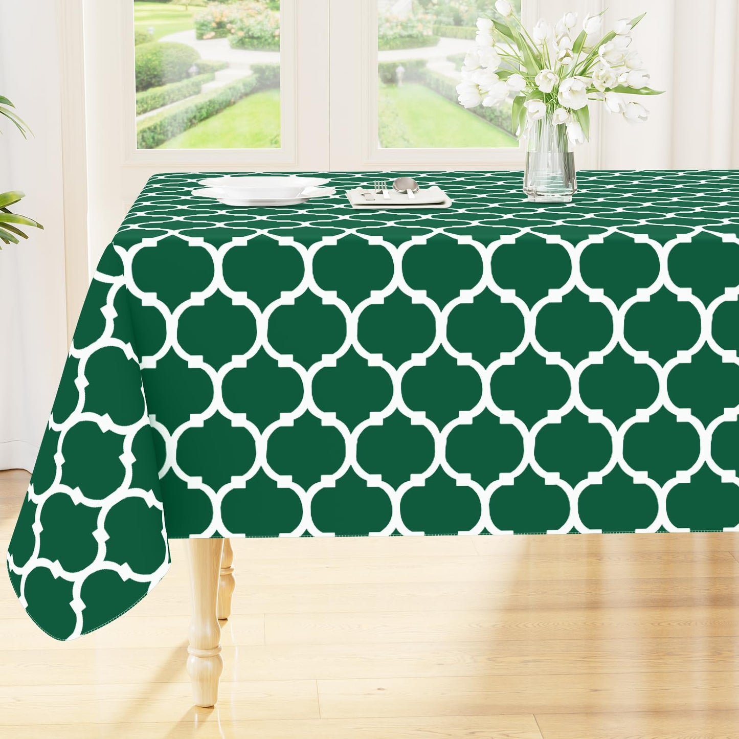 Smiry Rectangle Table Cloth, Flannel Backed Vinyl Tablecloth, 60"x84" | Waterproof Plastic Tablecloths, Wipeable Table Cover for Dining, Indoor and Outdoor (Grey)
