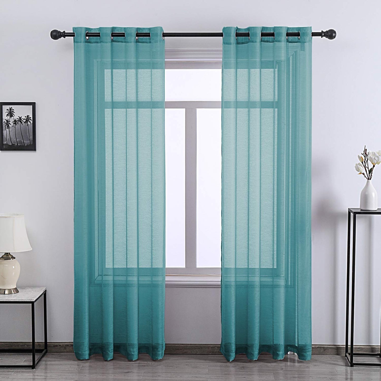 108 Inch Extra Length Sheer Curtains for Bedroom - Grommet Top Solid Luxury Soft Gauze Voile Window Panels for Patio(52 W x 108 L,Taupe,2 Pieces)