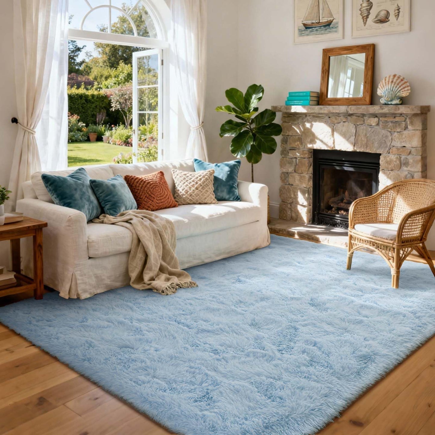 6x9 Ft Large Shag Rugs for Living Room Decor, Tie-Dyed Ultra Soft Fluffy Furry Area Rugs for Bedroom Indoor Floor, Aesthetic Carpet for Kids Home (Dark Grey)