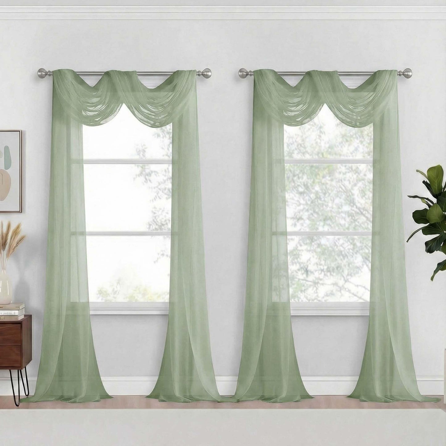 Purple Window Sheer Curtains 54 inch Length, Soft Airy Light Filtering Sheer Curtain 2 Panels Set, Dual Rod Pocket Gauze Purple Drapes for Living Room Bedroom, 2x42Wx54L Inches