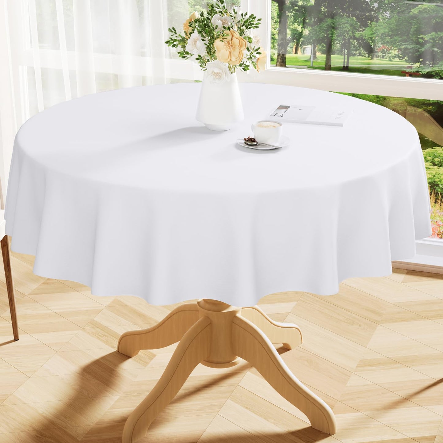 Smiry Rectangle Table Cloth 60x84 Inch, Waterproof Wipeable Vinyl Tablecloths Protector, Oil Spill Proof Plastic Table Cover for Dining, Picnic, Camping, Outdoor, Beige