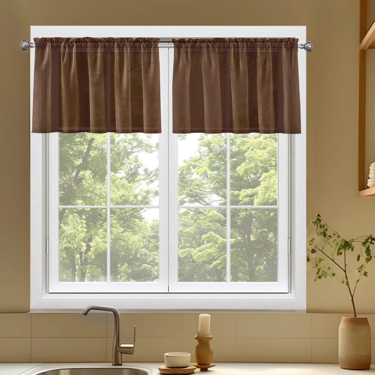 SpaceDresser Basic Rod Pocket Sheer Voile Window Curtain Panels White 1 Pair 2 Panels 52 Width 84 Inch Long for Kitchen Bedroom Children Living Room Yard(White,52 W x 84 L)