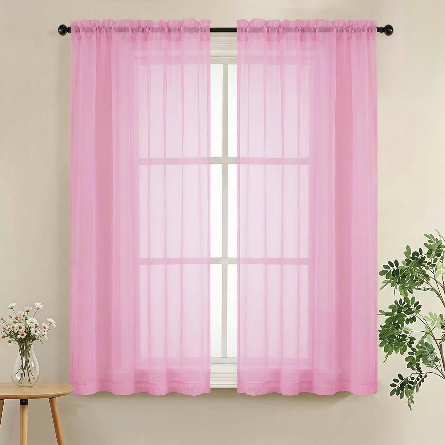 LIVEKID White Sheer Curtains 84 Inches Long 2 Panels - Light Filtering Breathable Voile Textured Sheer Curtains for Bedroom/Living Room, Rod Pocket Soft Elagant & Airy Solid Drapes, W42 x L84