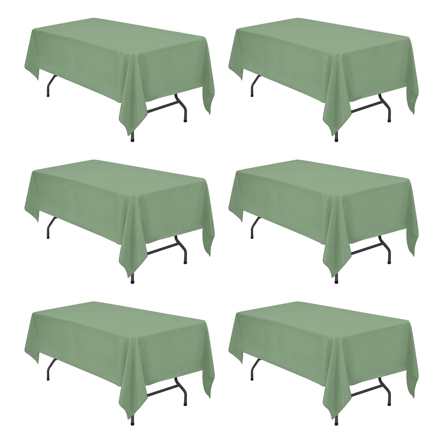 BRILLMAX 6 Pack Ivory Tablecloths 90x132 Inch for 6ft Rectangle Tables | 150 GSM Polyester Fabric, Floor Length Drop, Water, Stain & Wrinkle Resistant Cloth Cover for Wedding Reception Banquet Party
