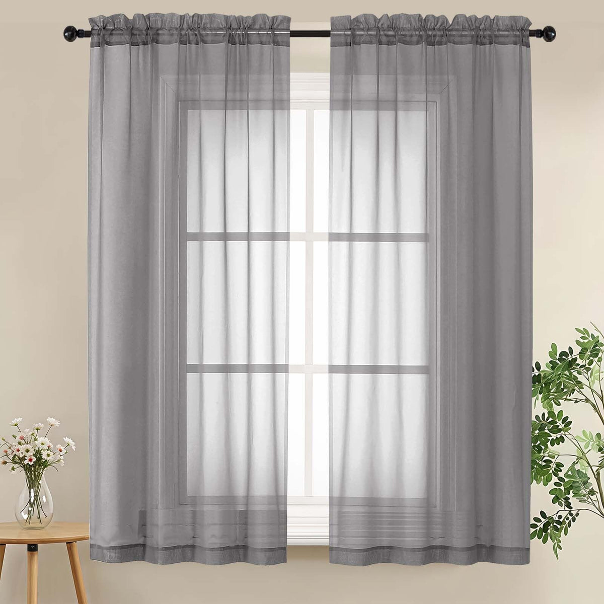 LIVEKID White Sheer Curtains 84 Inches Long 2 Panels - Light Filtering Breathable Voile Textured Sheer Curtains for Bedroom/Living Room, Rod Pocket Soft Elagant & Airy Solid Drapes, W42 x L84
