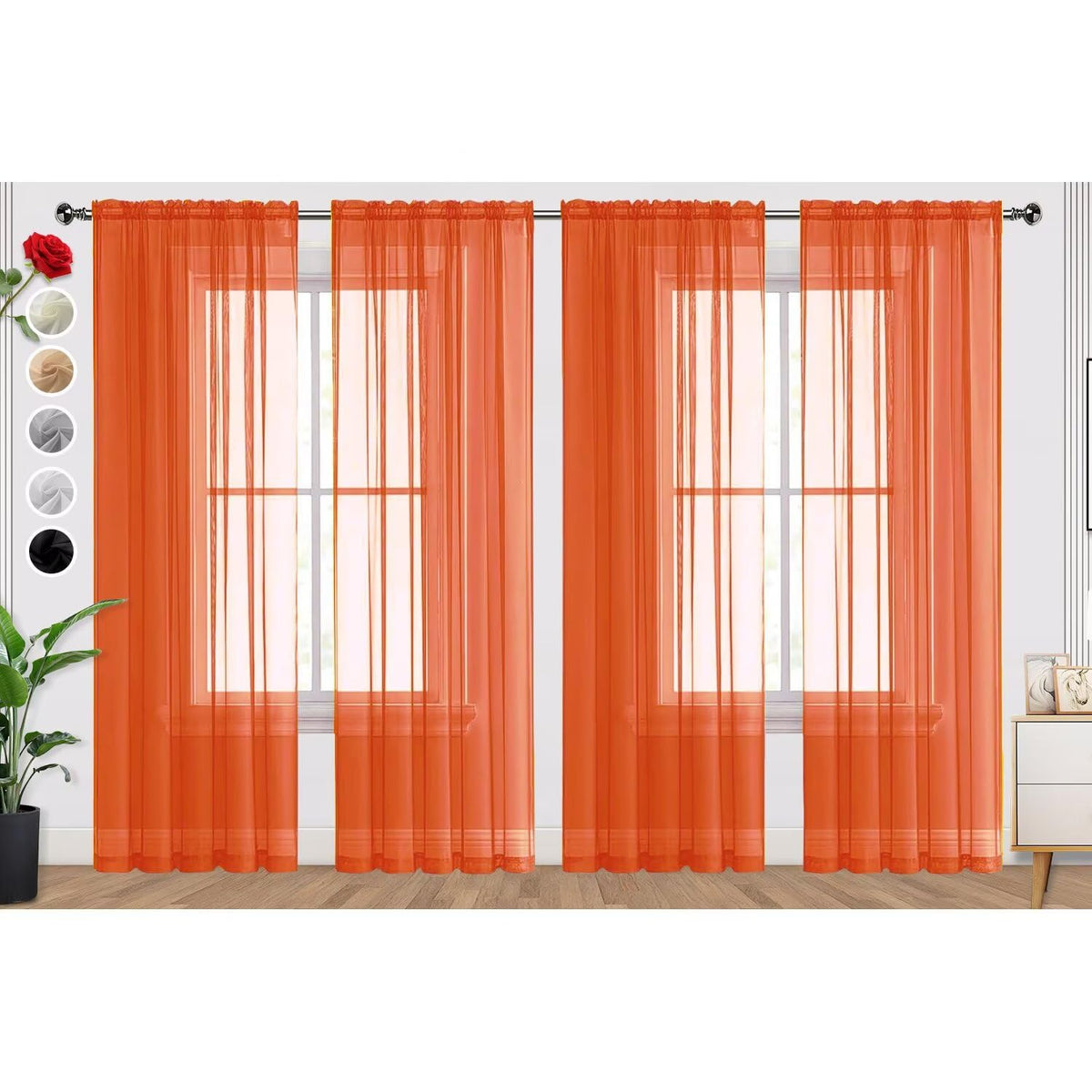 SpaceDresser Basic Rod Pocket Sheer Voile Window Curtain Panels White 1 Pair 2 Panels 52 Width 84 Inch Long for Kitchen Bedroom Children Living Room Yard(White,52 W x 84 L)