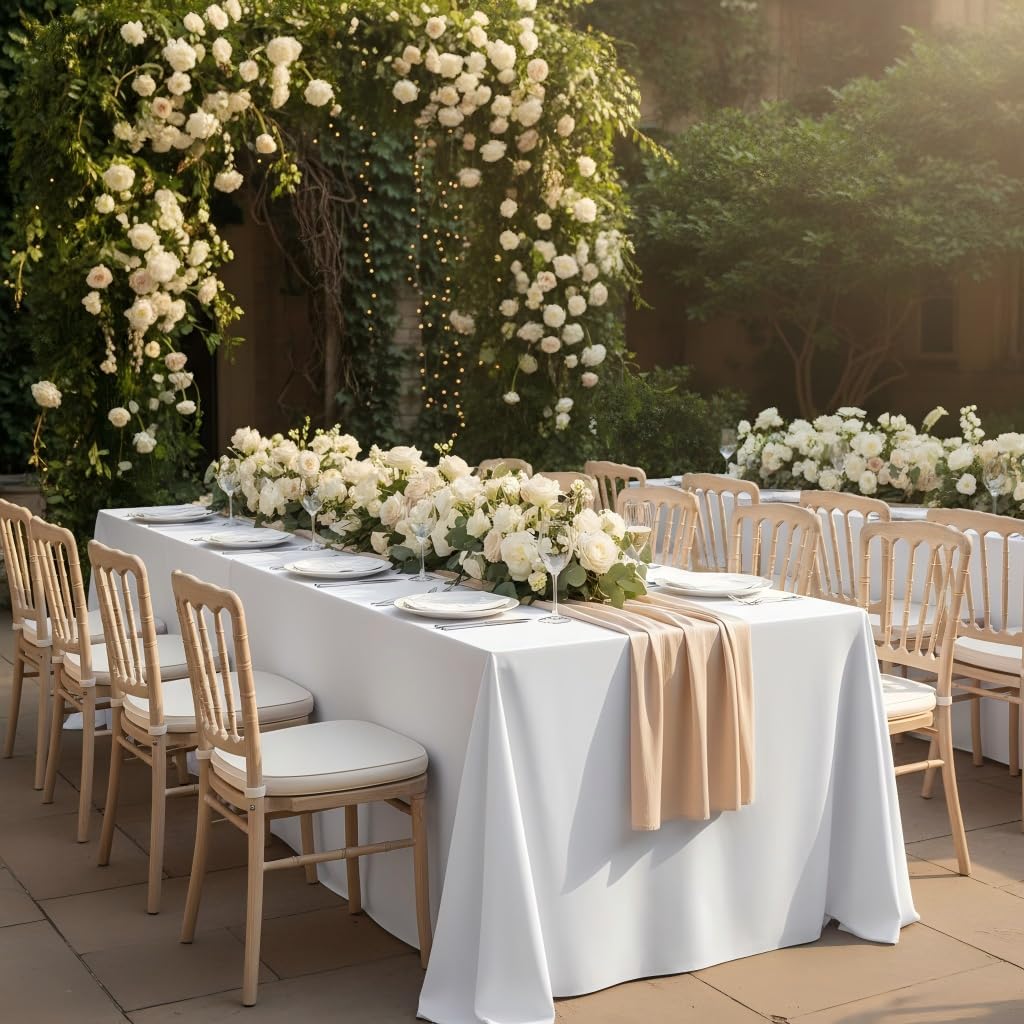 Fitable 6 Pack White Table Cloths 70x120 Inch for 6-8 Ft Rectangle Tables | Stain & Wrinkle Resistant, Washable Polyester Covers for Wedding Party Dining Banquet Event Catering Reception