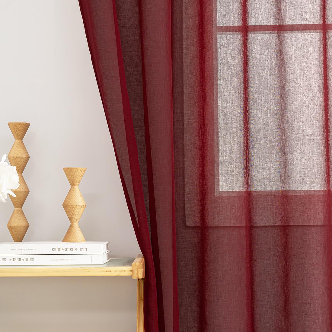 MYSTIC-HOME Sheer Curtains White 63 Inch Length, Rod Pocket Voile Drapes for Living Room, Bedroom, Window Treatments Semi Crinkle Curtain Panels for Yard, Patio, Villa, Parlor, Set of 2, 52"x 63"