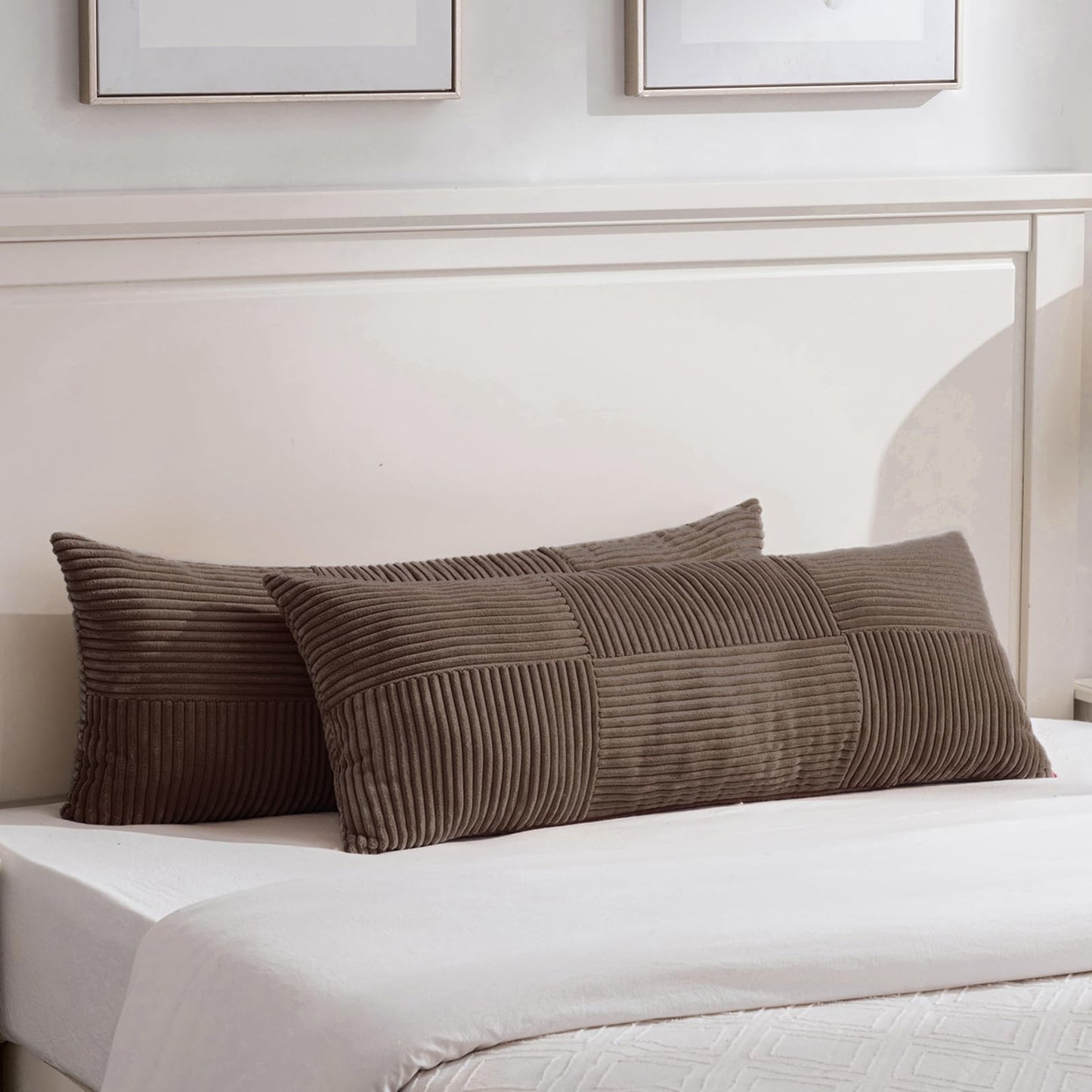 Fancy Homi 2 Packs Rust Boho Decorative Throw Pillow Covers 18x18 Inch for Couch Bed Sofa, Farmhouse Fall Home Decor, Soft Corss Corduroy Patchwork Textured Terracotta Accent Cushion Case 45x45 cm