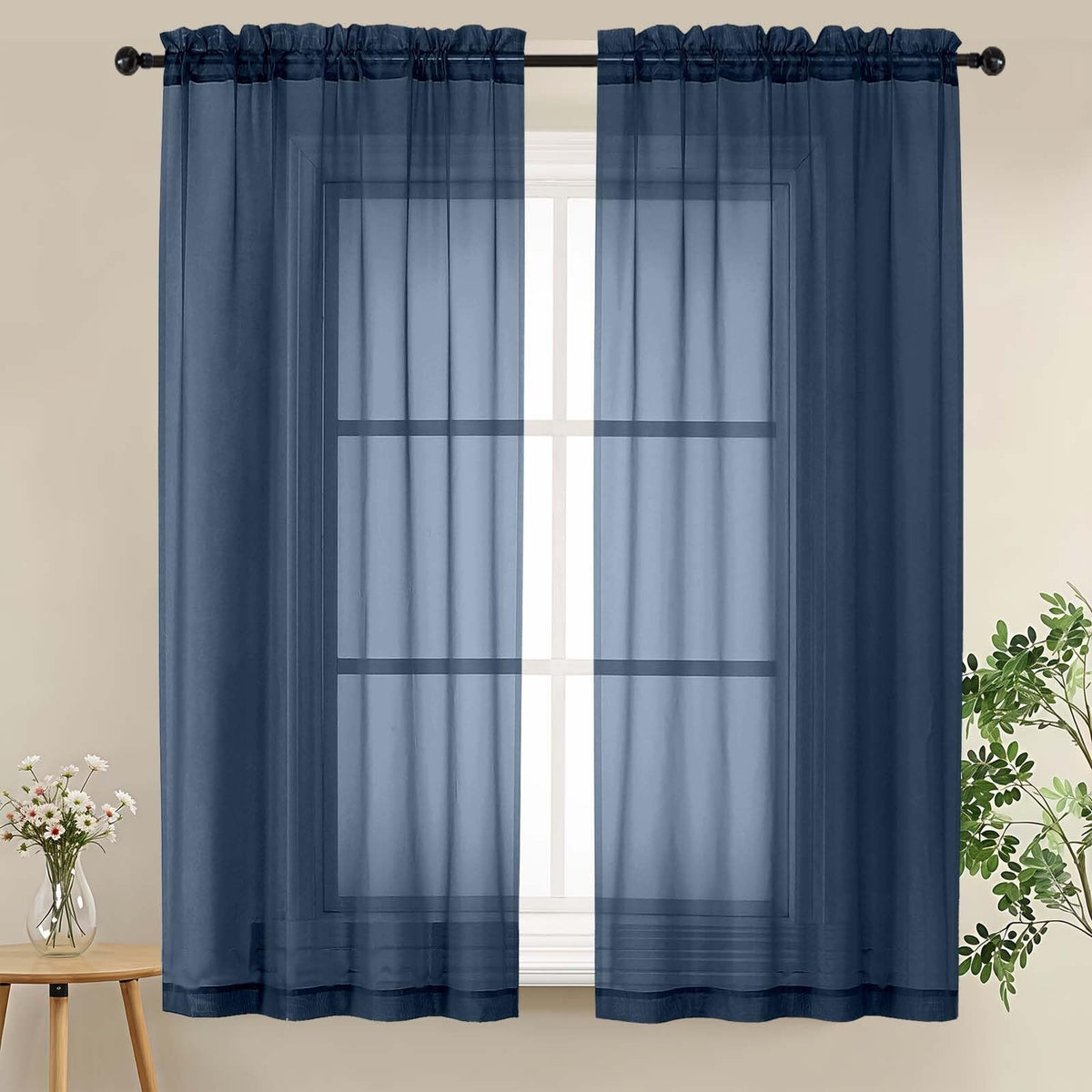 LIVEKID White Sheer Curtains 84 Inches Long 2 Panels - Light Filtering Breathable Voile Textured Sheer Curtains for Bedroom/Living Room, Rod Pocket Soft Elagant & Airy Solid Drapes, W42 x L84