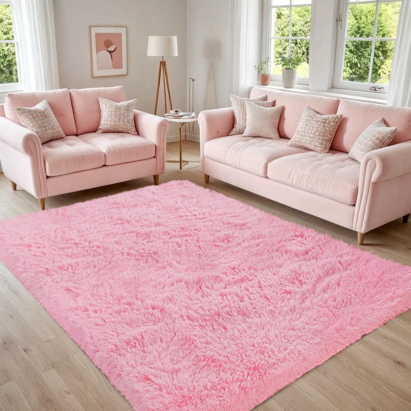 8x10 Fluffy Shag Area Rugs for Living Room Bedroom: Soft Plush Carpet Grey | Upgraded Non-Slip Thick Memory Foam, Ultra Soft, Non-Shedding Fuzzy Carpet, Easy Clean Decor for Kids Room, Nursery, Playroom