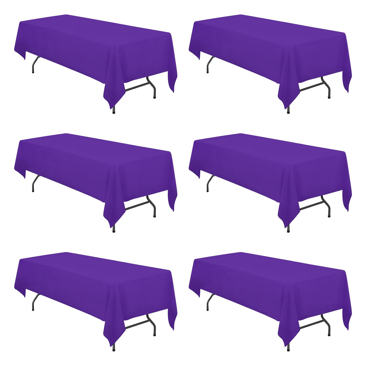 BRILLMAX 6 Pack Ivory Tablecloths 90x132 Inch for 6ft Rectangle Tables | 150 GSM Polyester Fabric, Floor Length Drop, Water, Stain & Wrinkle Resistant Cloth Cover for Wedding Reception Banquet Party