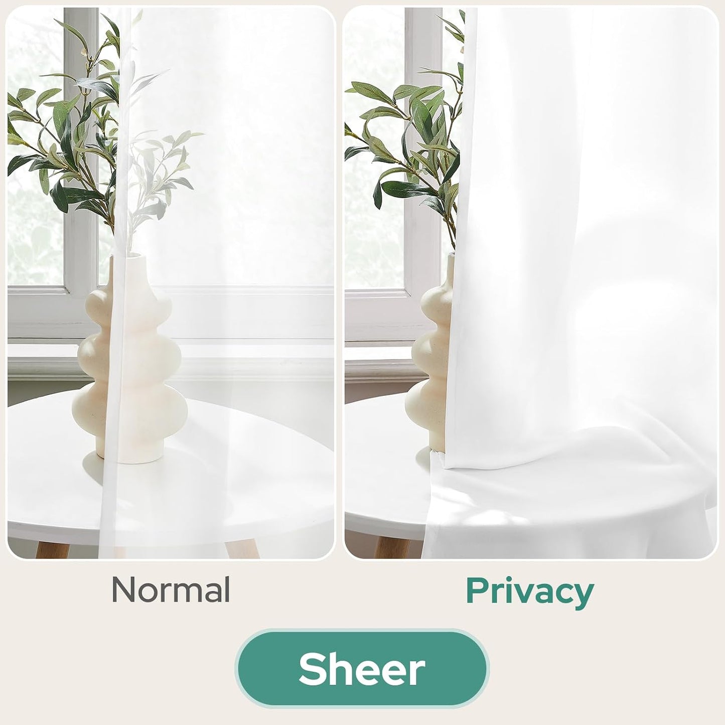 HOMEIDEAS Non-See-Through White Privacy Semi Sheer Curtains 84 Inches Long 2 Panels Set Light Filtering Curtains for Living Room Bedroom Drapes,W52xL84