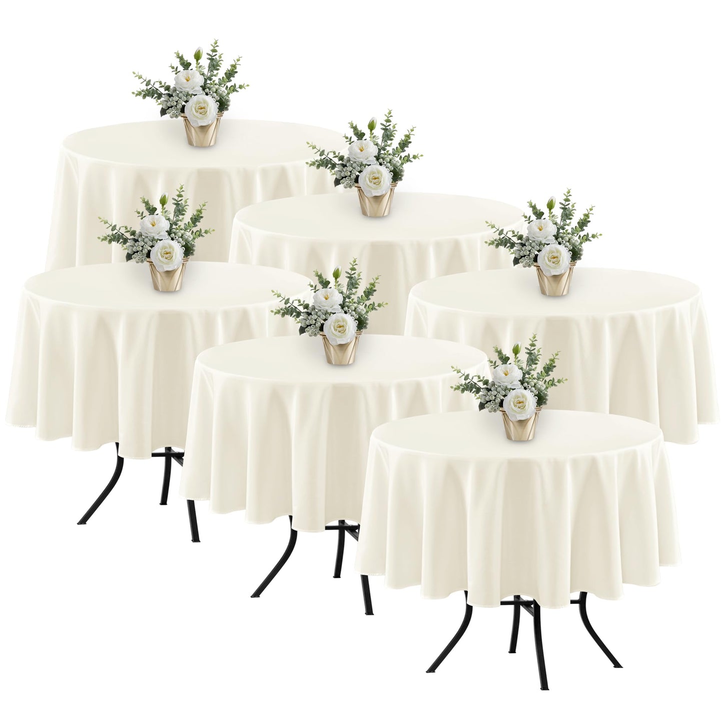Fitable 6 Pack White Table Cloths 70x120 Inch for 6-8 Ft Rectangle Tables | Stain & Wrinkle Resistant, Washable Polyester Covers for Wedding Party Dining Banquet Event Catering Reception