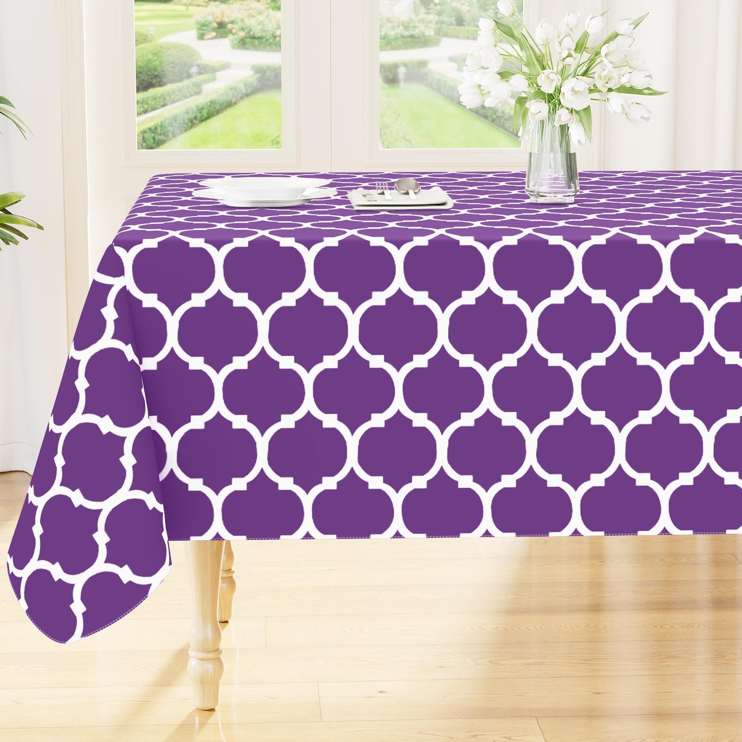 Smiry Rectangle Table Cloth, Flannel Backed Vinyl Tablecloth, 60"x84" | Waterproof Plastic Tablecloths, Wipeable Table Cover for Dining, Indoor and Outdoor (Grey)
