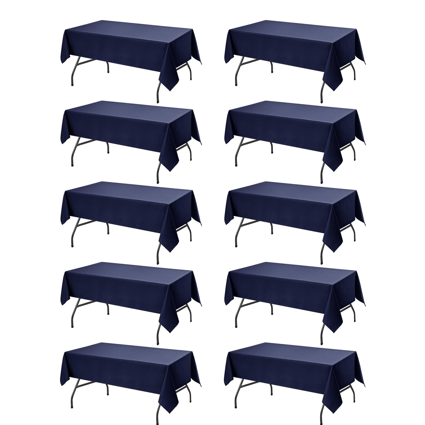10-Pack White Tablecloths for Rectangle Tables, 60 x 102 Inches | Stain-Resistant Polyester Fabric for 6 Foot Tables - Washable Table Covers for Weddings, Banquets, Birthday, Parties, Events