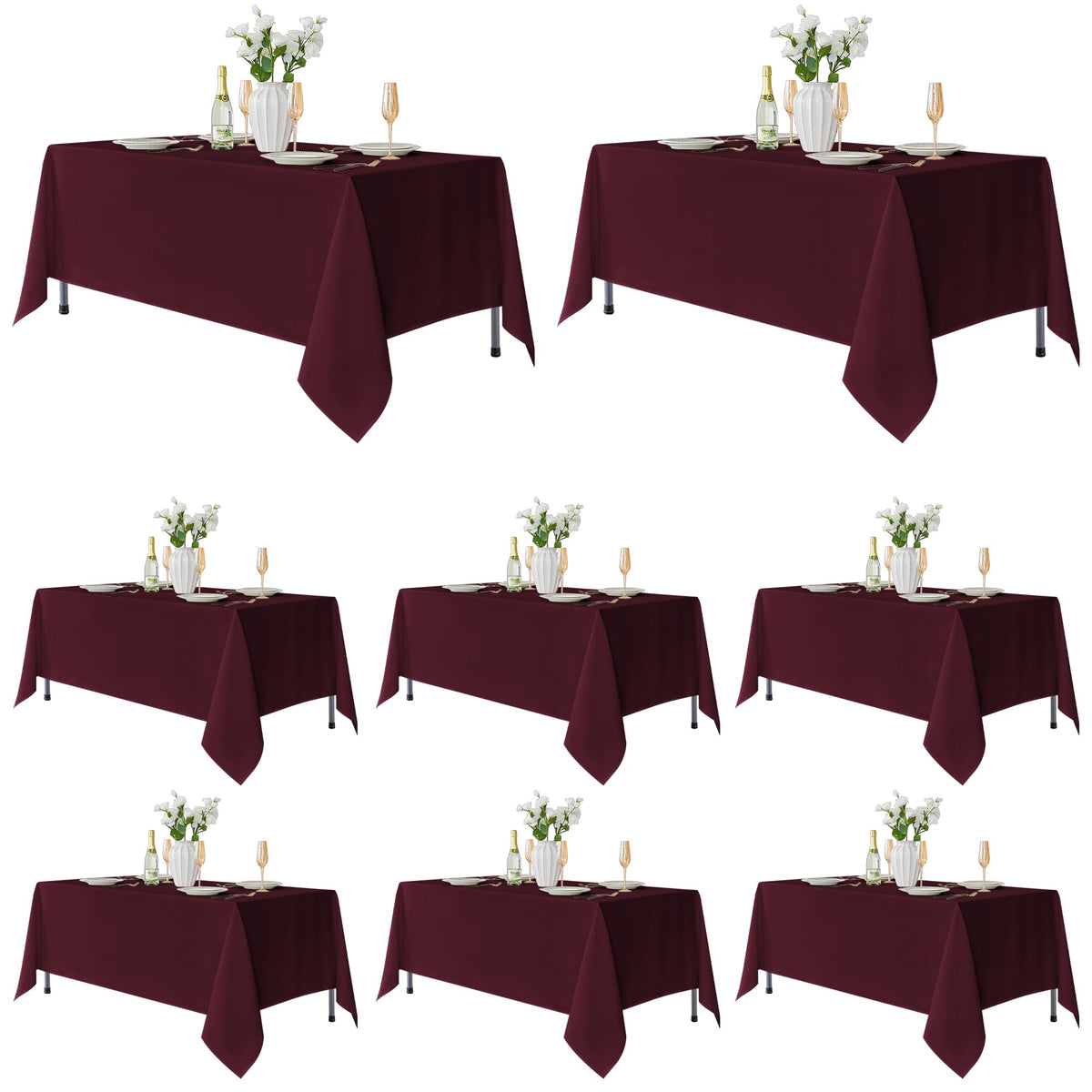 Fitable 6 Pack White Table Cloths 70x120 Inch for 6-8 Ft Rectangle Tables | Stain & Wrinkle Resistant, Washable Polyester Covers for Wedding Party Dining Banquet Event Catering Reception