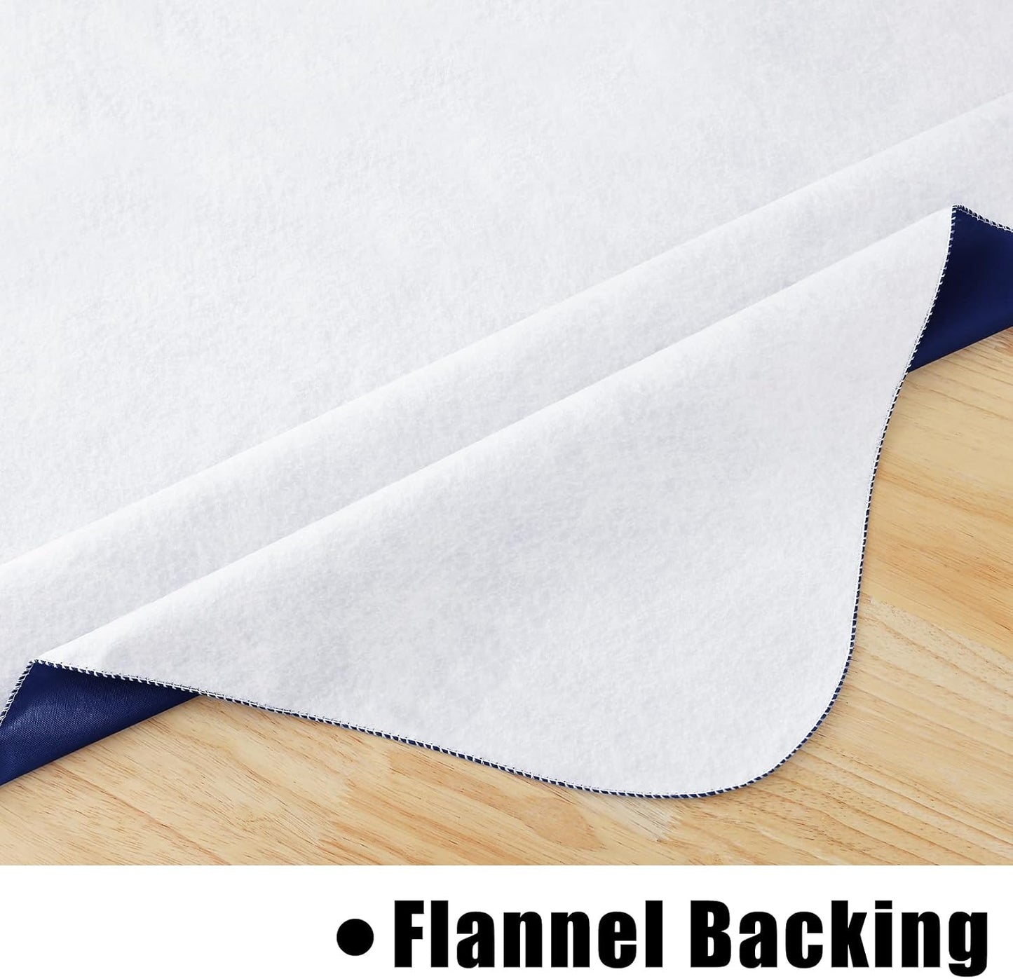 Round Navy Blue Vinyl Waterproof Tablecloth with Flannel Backed | Spillproof Wipe Clean Table Cloth, Plastic Flannel Backing for Dining, Buffet Parties Picnic Camping, 60"