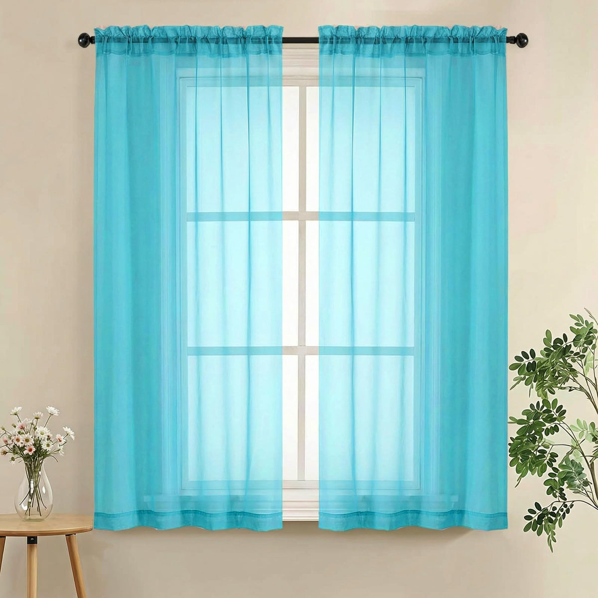 LIVEKID White Sheer Curtains 84 Inches Long 2 Panels - Light Filtering Breathable Voile Textured Sheer Curtains for Bedroom/Living Room, Rod Pocket Soft Elagant & Airy Solid Drapes, W42 x L84