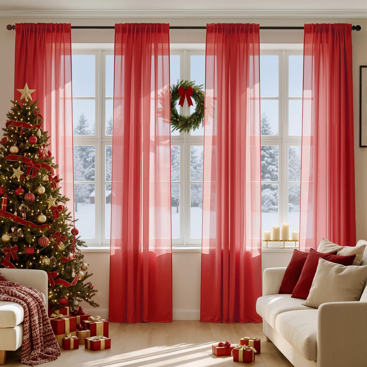 MIULEE Black Sheer Curtains 84 Inches Long 4 Panels 42 x 84 Inches | Light Filtering, Rod Pocket, Voile Drapes, Living Room, Bedroom, Window Treatments