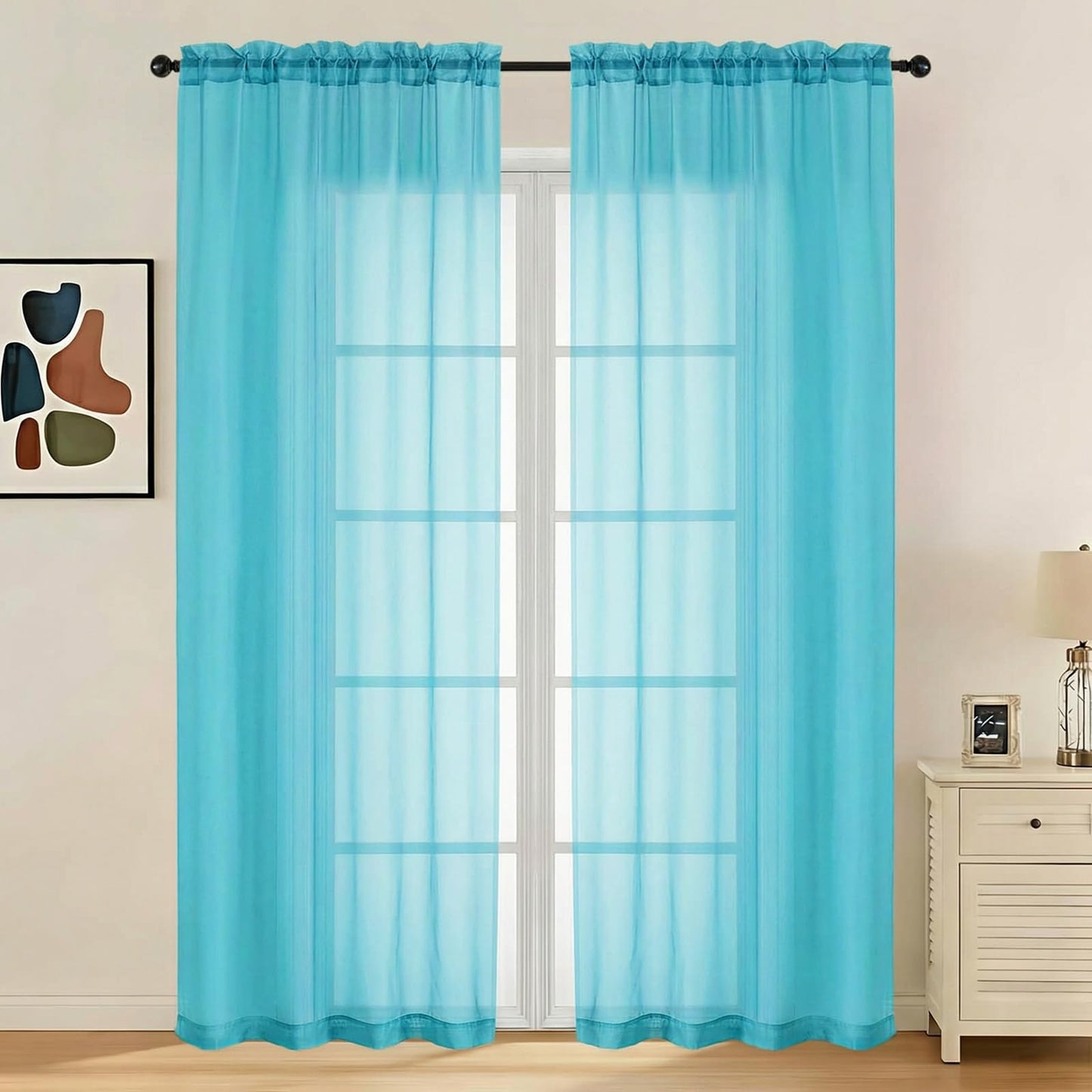 LIVEKID White Sheer Curtains 84 Inches Long 2 Panels - Light Filtering Breathable Voile Textured Sheer Curtains for Bedroom/Living Room, Rod Pocket Soft Elagant & Airy Solid Drapes, W42 x L84