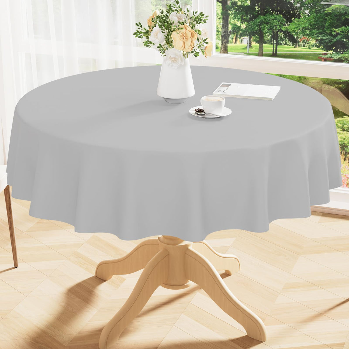 Smiry Rectangle Table Cloth 60x84 Inch, Waterproof Wipeable Vinyl Tablecloths Protector, Oil Spill Proof Plastic Table Cover for Dining, Picnic, Camping, Outdoor, Beige