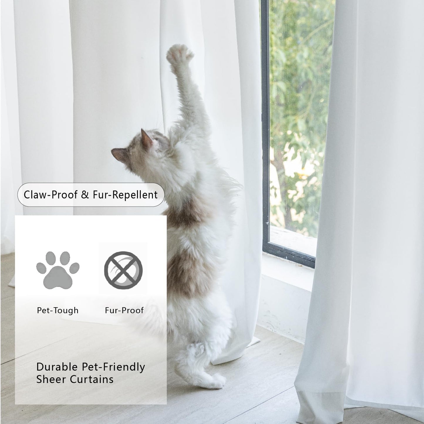 Non-See-Through White Privacy Semi Sheer Curtains That Let Light in 84 Inches Long Light Filtering Sheer Window Curtains Drapes for Living Room Bedroom 2 Panels Set White