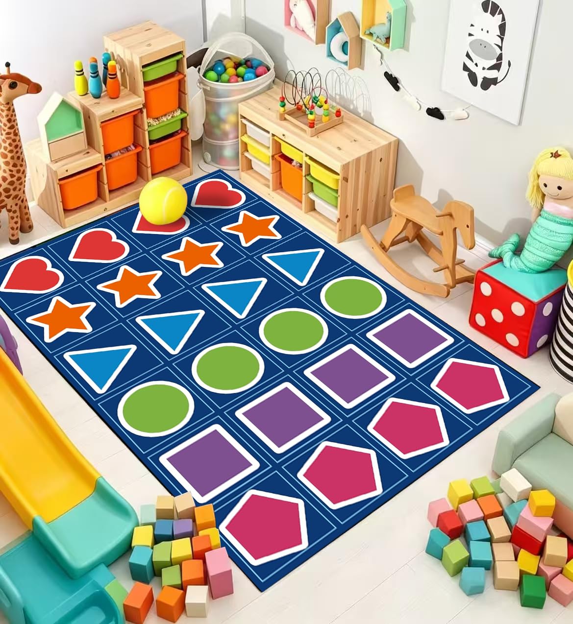 Large Classroom Rug 8x12 for Elementary, Classroom Rugs Carpets | Rainbow. Soft & comfortable Fabric. Flame Retardant Certified. Non-Slip Backing. Wrinkle-Free. Rolled Packaging. 24 Seats.