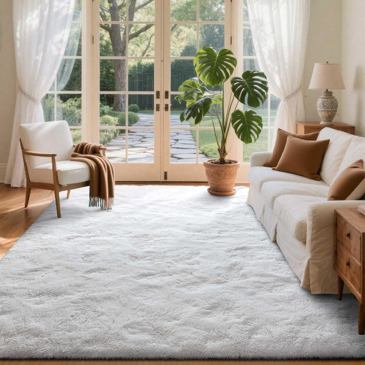 6x9 Ft Large Shag Rugs for Living Room Decor, Tie-Dyed Ultra Soft Fluffy Furry Area Rugs for Bedroom Indoor Floor, Aesthetic Carpet for Kids Home (Dark Grey)