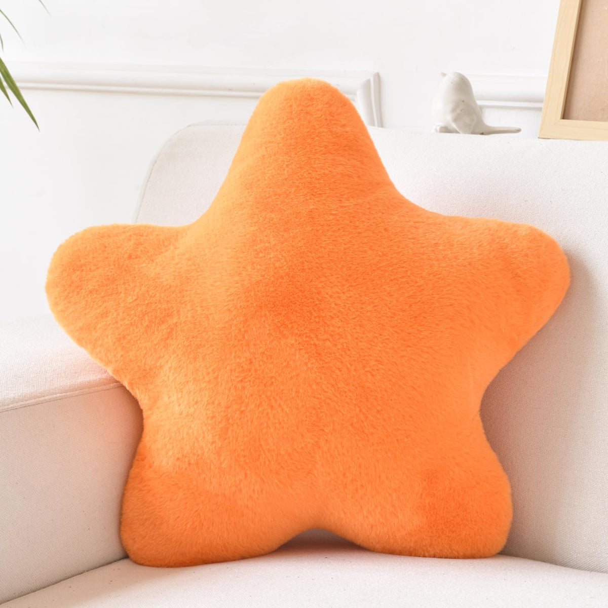Star Pillow, Decorative Throw Pillows for Bed Couch, 15" Star Shaped Pillow Plush Floor Cushions Room Decor Pillow with Soft Faux Rabbit Fur for Sofa Bedroom Living Room