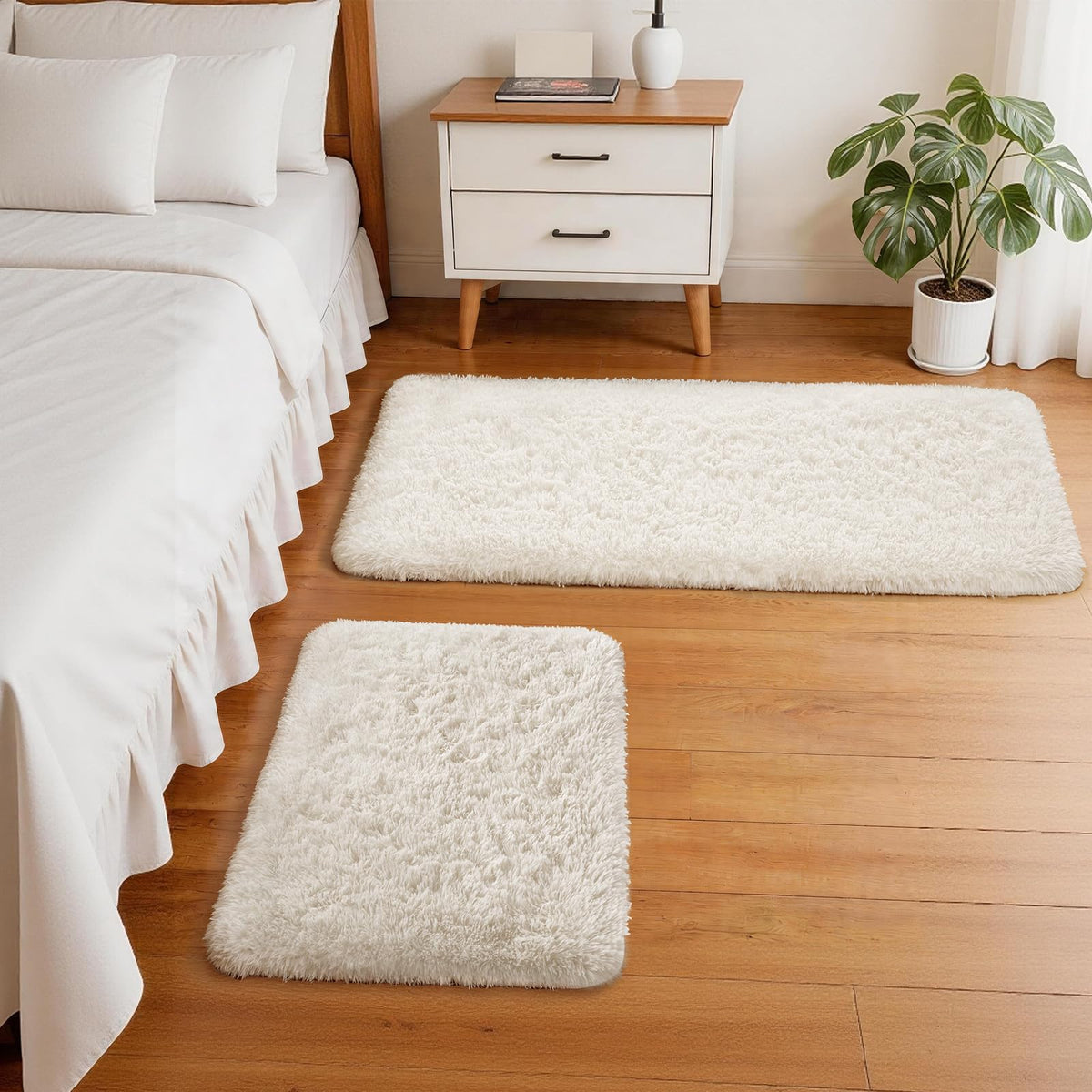 Ophanie 8x10 Area Rugs for Living Room, Washable Non-Slip Fluffy Soft Large Shag Bedroom Carpet, Ivory Big Indoor Nursery Rug, Carpets for Boy and Girls Room Dorm Decor with Over 99 pcs Pile fibers