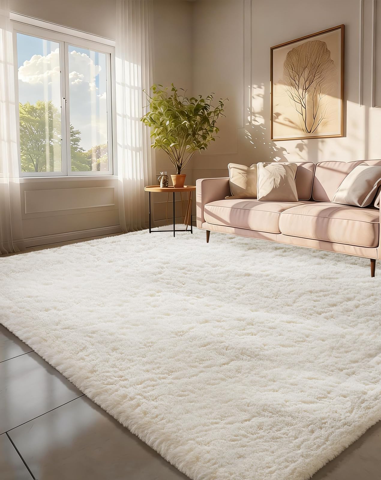 Ophanie Area Rugs for Living Room Bedroom, Washable Non-Slip Fluffy Soft Grey Shag Carpet, Indoor Floor Gray 4x6 Fuzzy Shaggy Living Room Plush Rug for Kids Home Dorm Decor Aesthetic