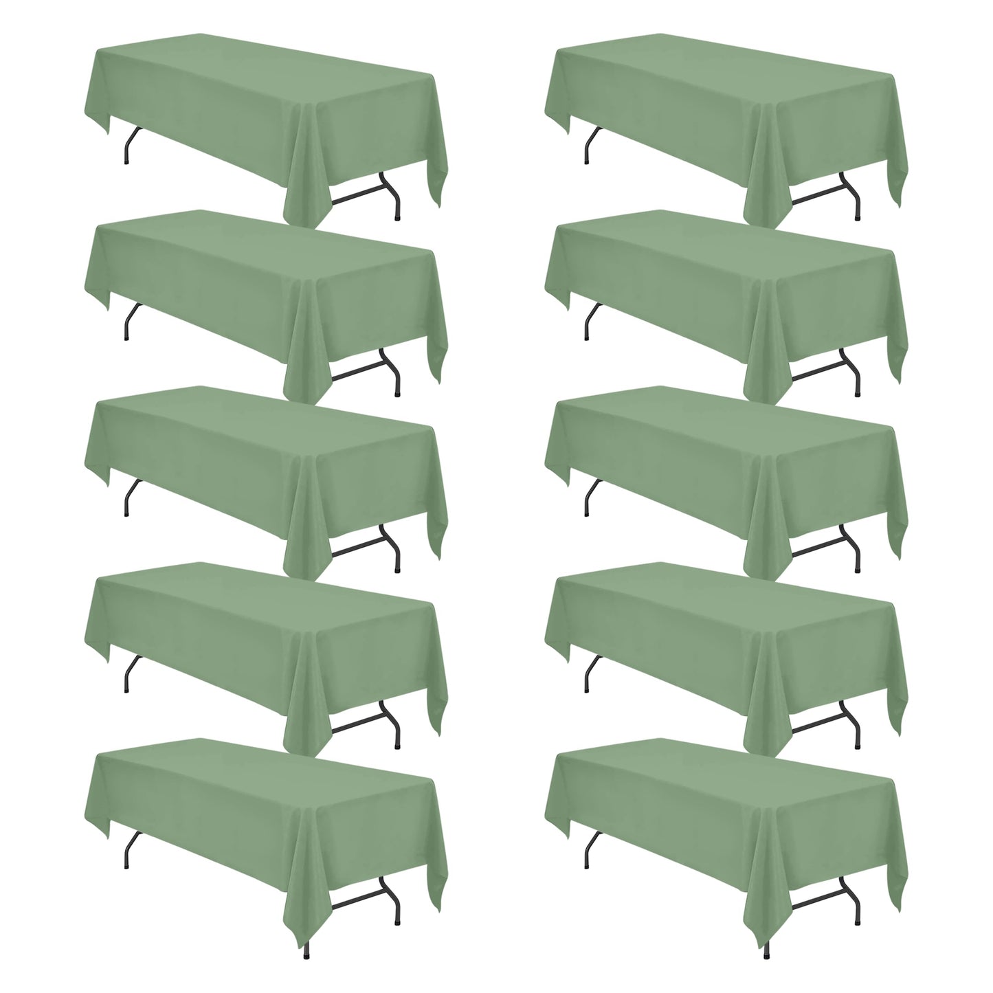 BRILLMAX 6 Pack Ivory Tablecloths 90x132 Inch for 6ft Rectangle Tables | 150 GSM Polyester Fabric, Floor Length Drop, Water, Stain & Wrinkle Resistant Cloth Cover for Wedding Reception Banquet Party
