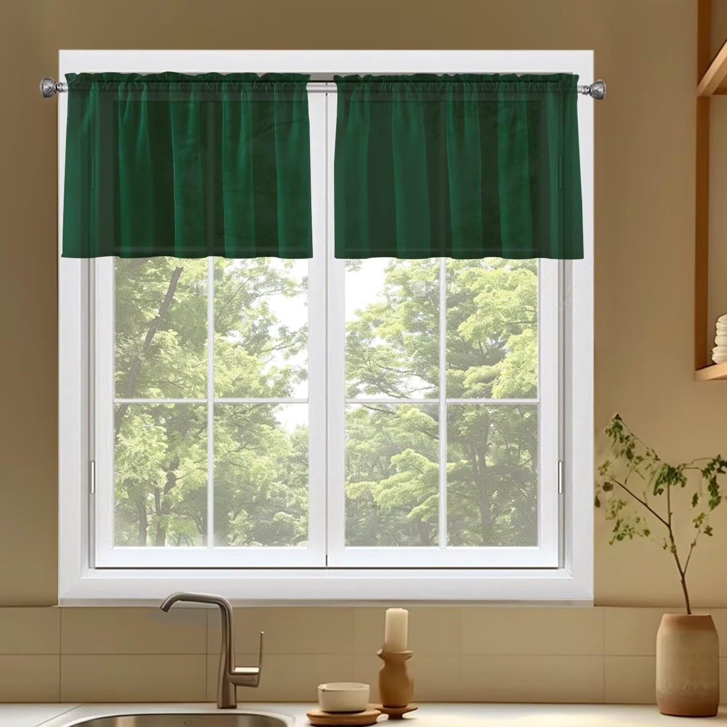 SpaceDresser Basic Rod Pocket Sheer Voile Window Curtain Panels White 1 Pair 2 Panels 52 Width 84 Inch Long for Kitchen Bedroom Children Living Room Yard(White,52 W x 84 L)