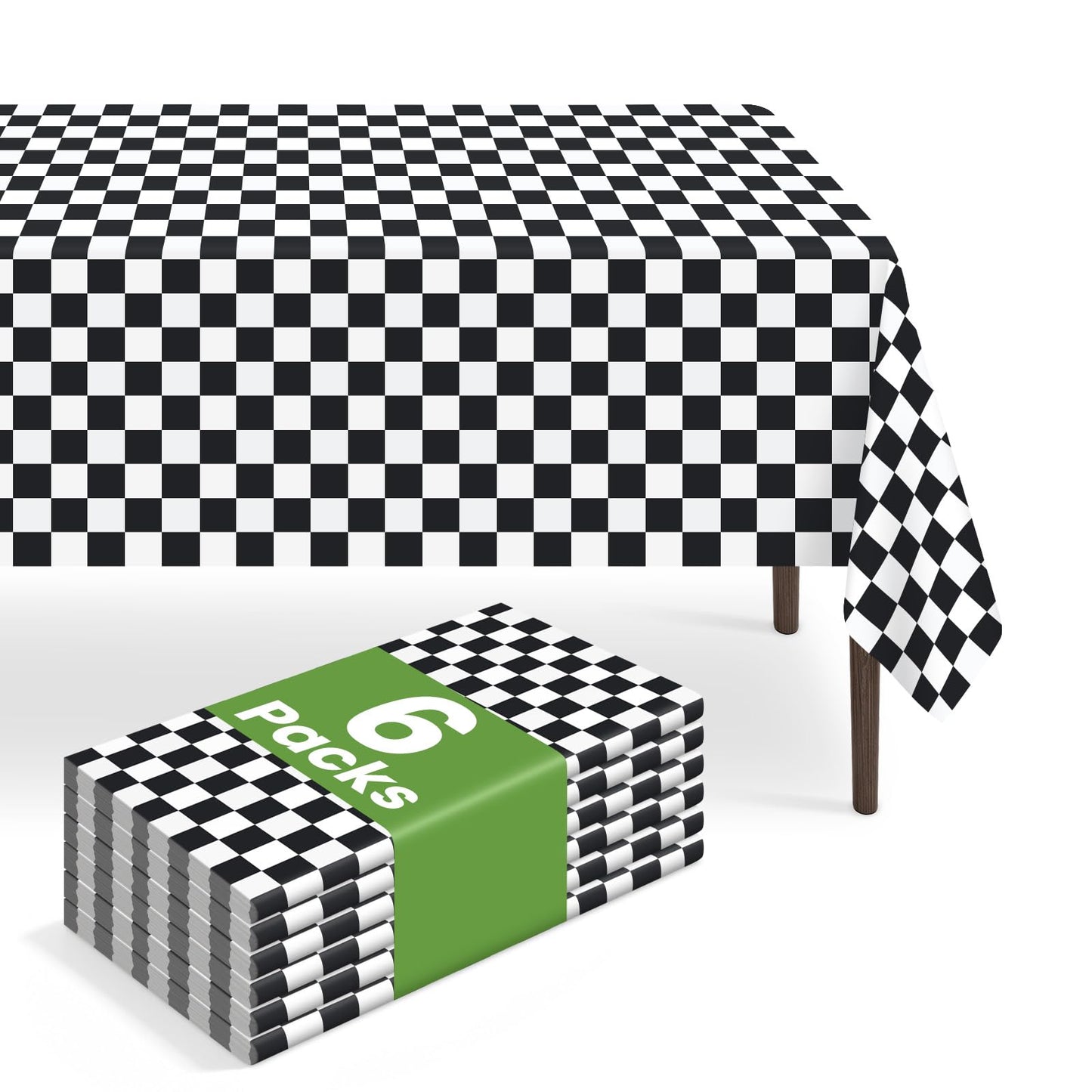 6 Pack Blue and White Checkered Tablecloth, Blue Plastic Table Cloths for Parties Disposable, 54 x 108 inch Waterproof Blue Gingham Camping Tablecloth for Birthday, Party, Picnic