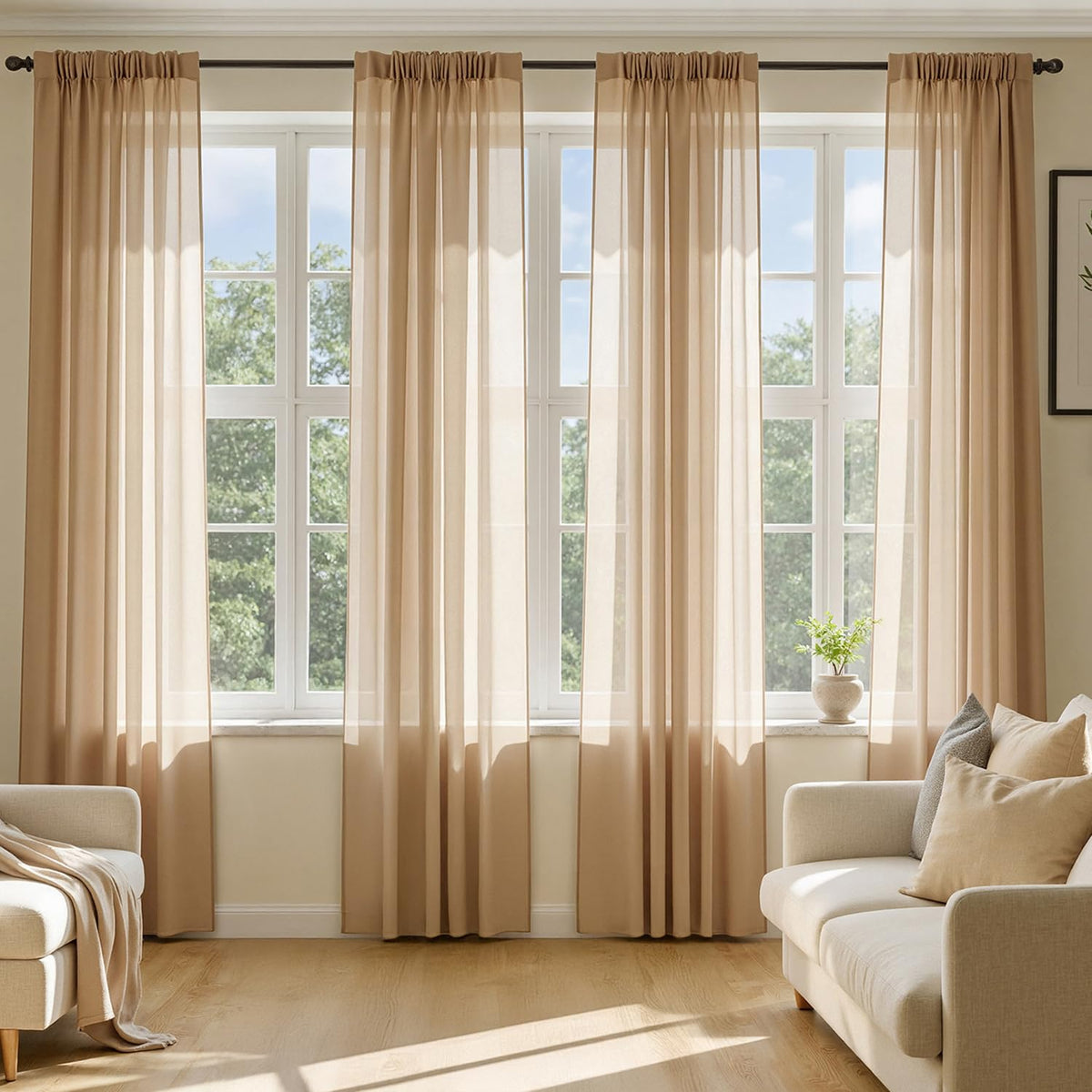 MIULEE Black Sheer Curtains 84 Inches Long 4 Panels 42 x 84 Inches | Light Filtering, Rod Pocket, Voile Drapes, Living Room, Bedroom, Window Treatments