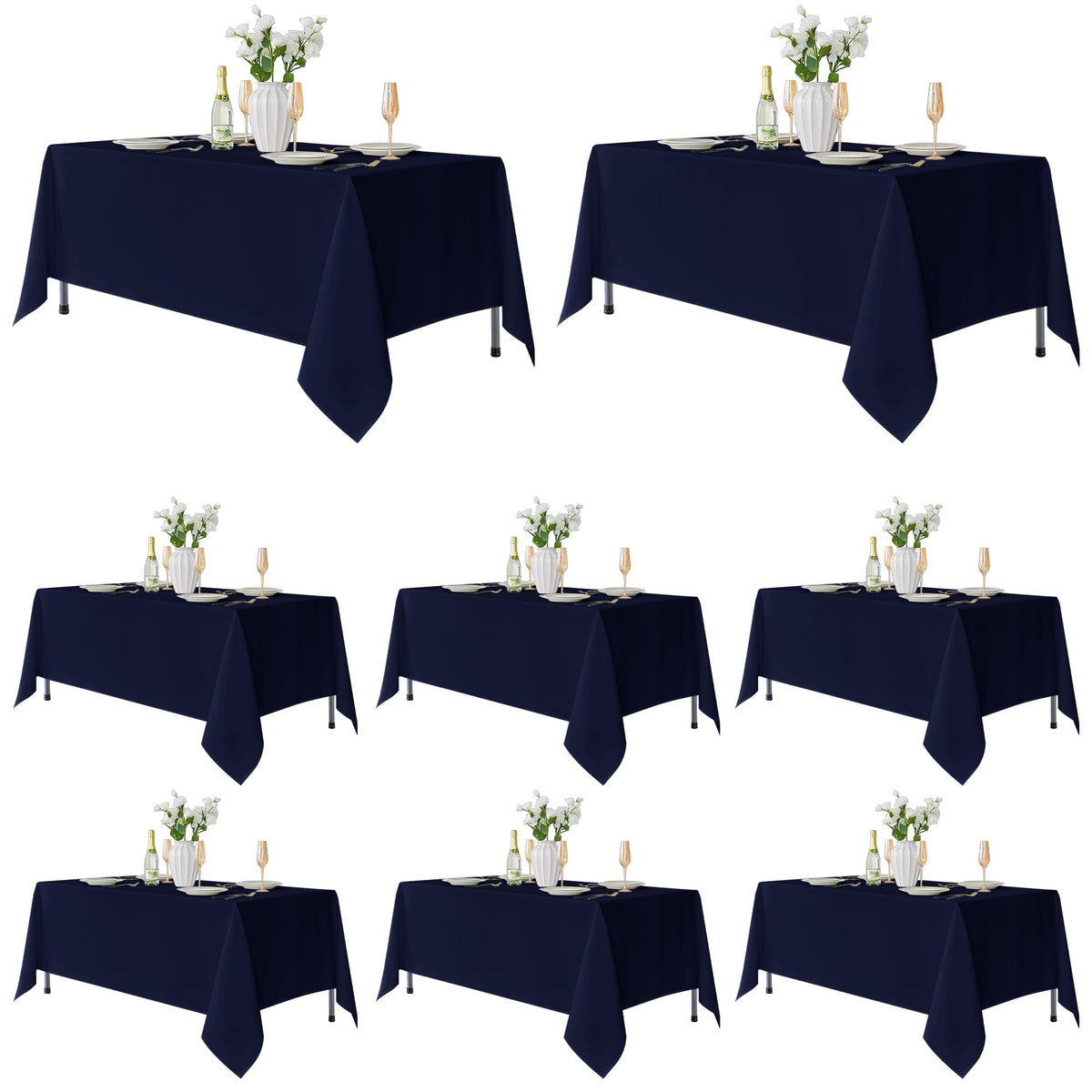 Fitable 6 Pack White Table Cloths 70x120 Inch for 6-8 Ft Rectangle Tables | Stain & Wrinkle Resistant, Washable Polyester Covers for Wedding Party Dining Banquet Event Catering Reception