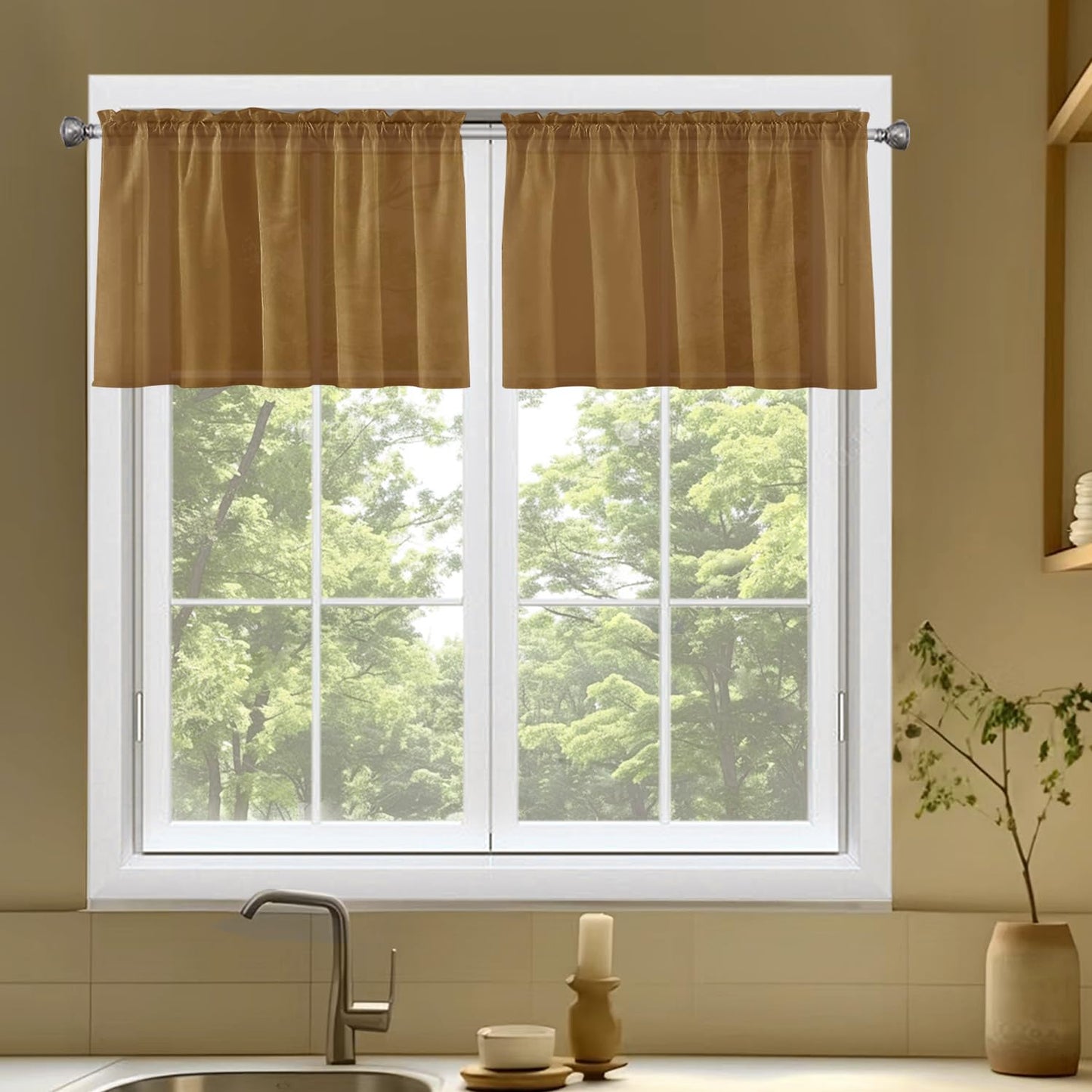 SpaceDresser Basic Rod Pocket Sheer Voile Window Curtain Panels White 1 Pair 2 Panels 52 Width 84 Inch Long for Kitchen Bedroom Children Living Room Yard(White,52 W x 84 L)